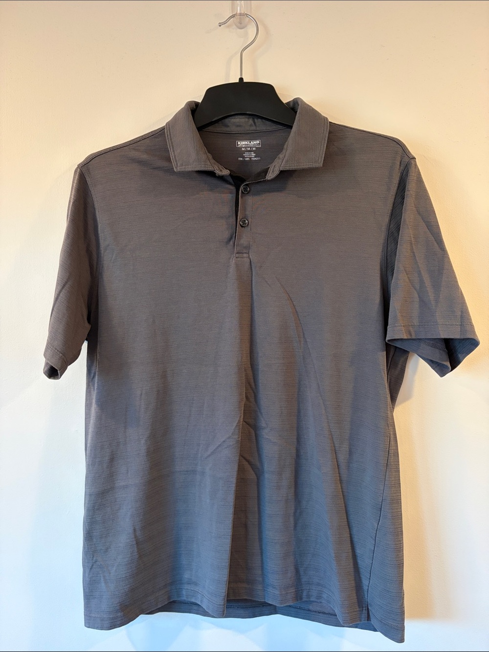 Kirkland Signature Men's Gray Short Sleeve Polo